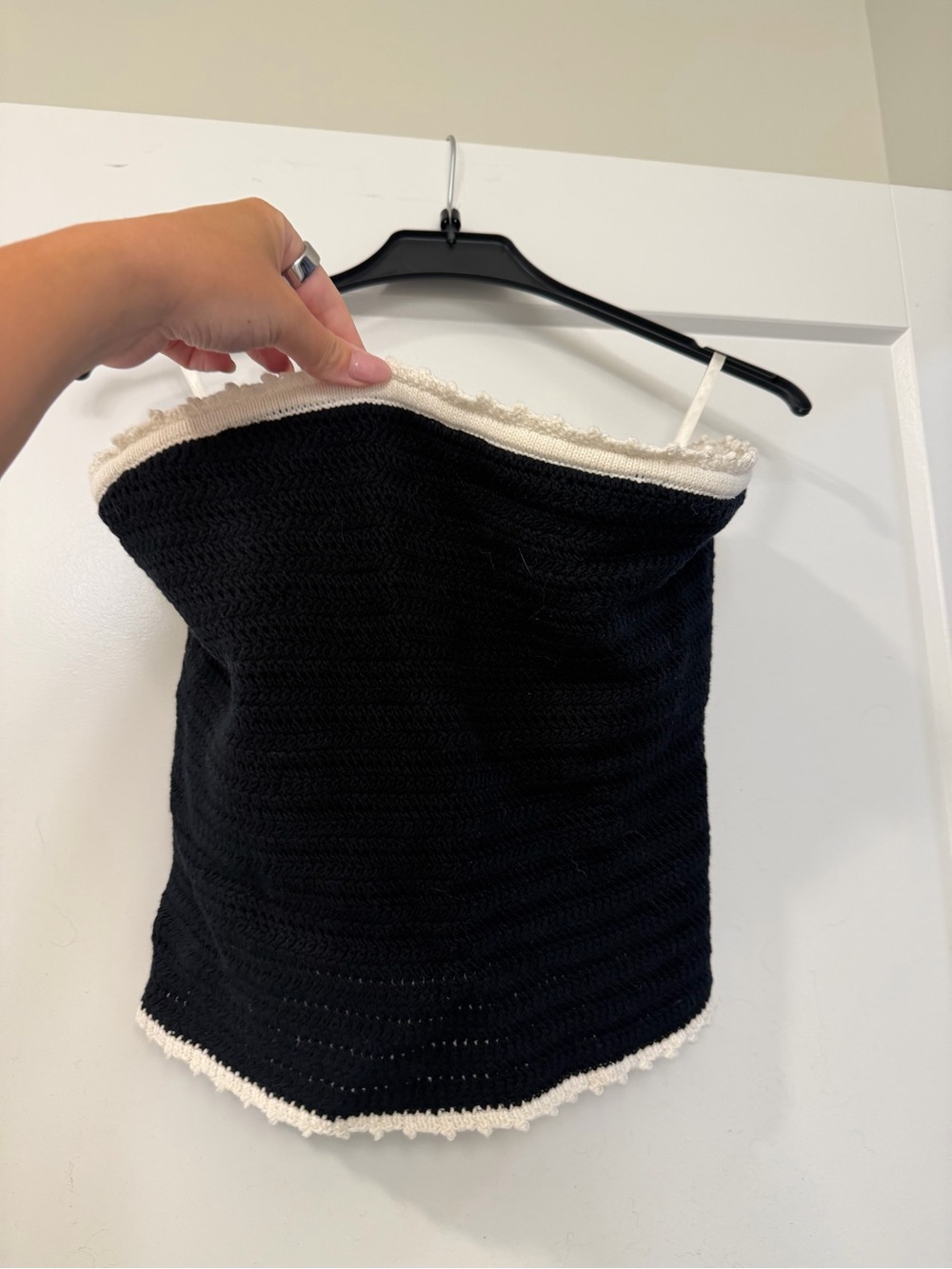 Abercrombie & Fitch Black Strapless Top with Cream Trim